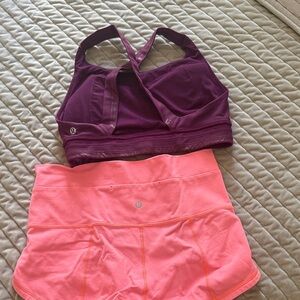 Lululemon Athletica Purple Bra and Pink Shorts